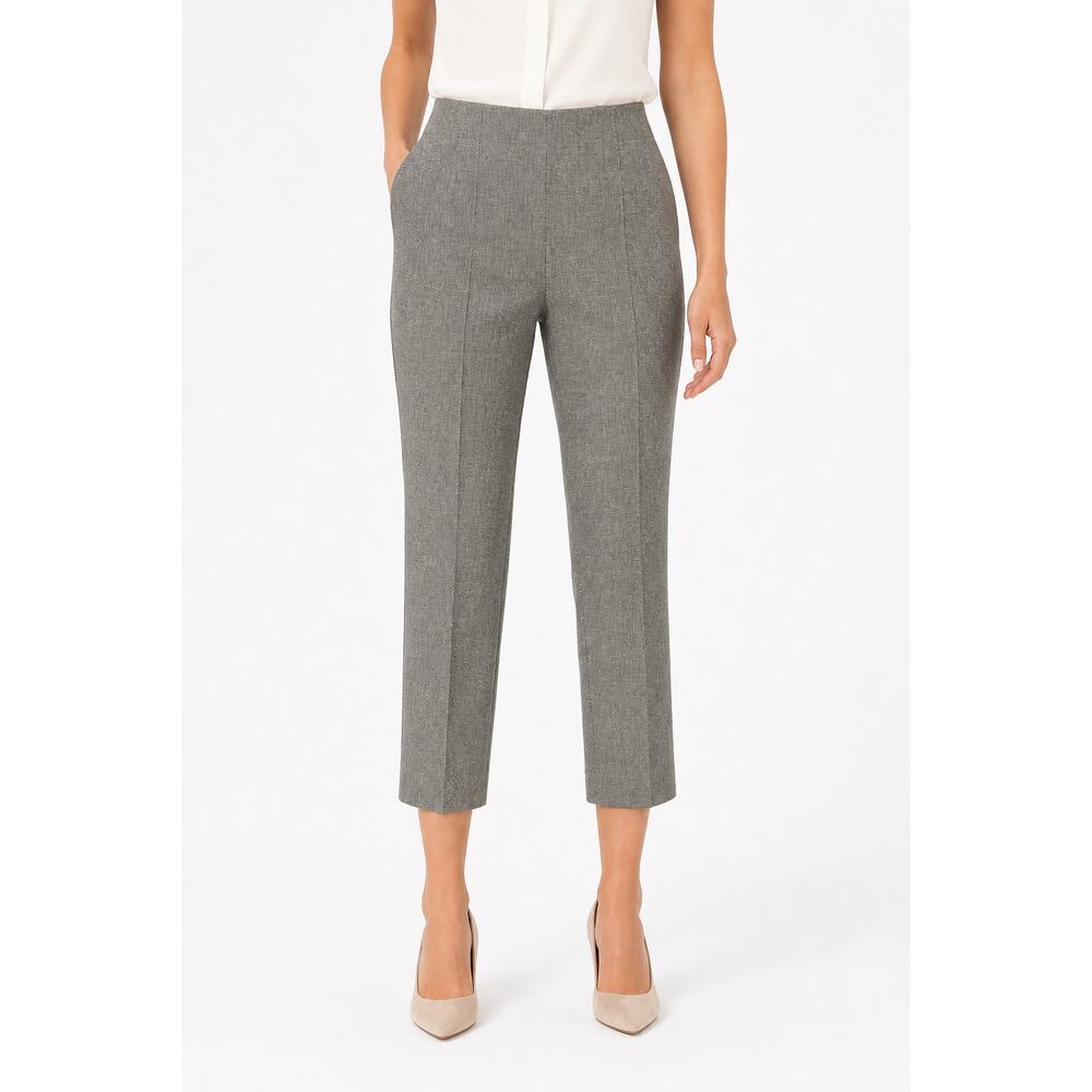 Peserico Women Gray Metallic Handmade Tailored Cropped Pants Size 0 Italian